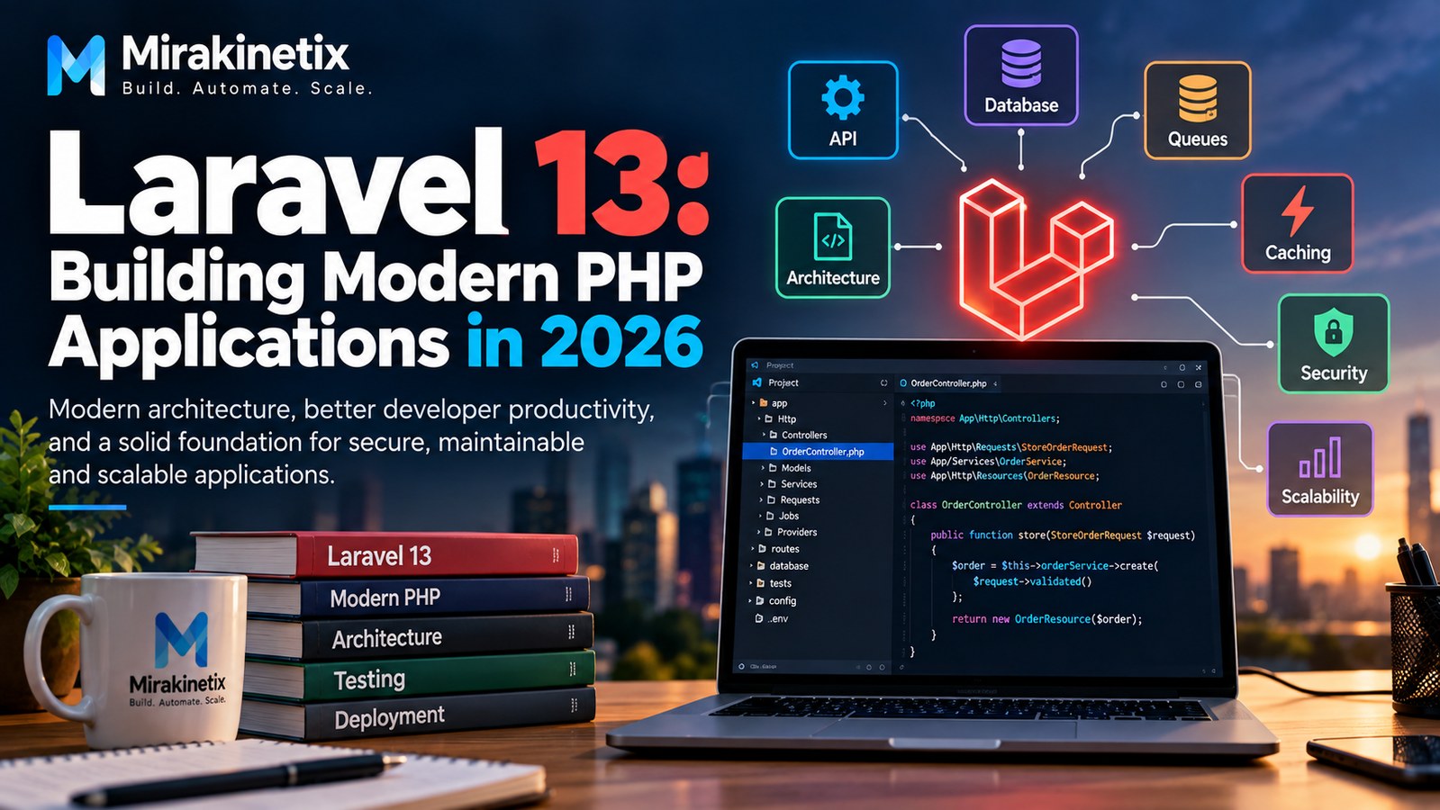 Laravel 13 and modern PHP application architecture with APIs, queues, caching, and databases