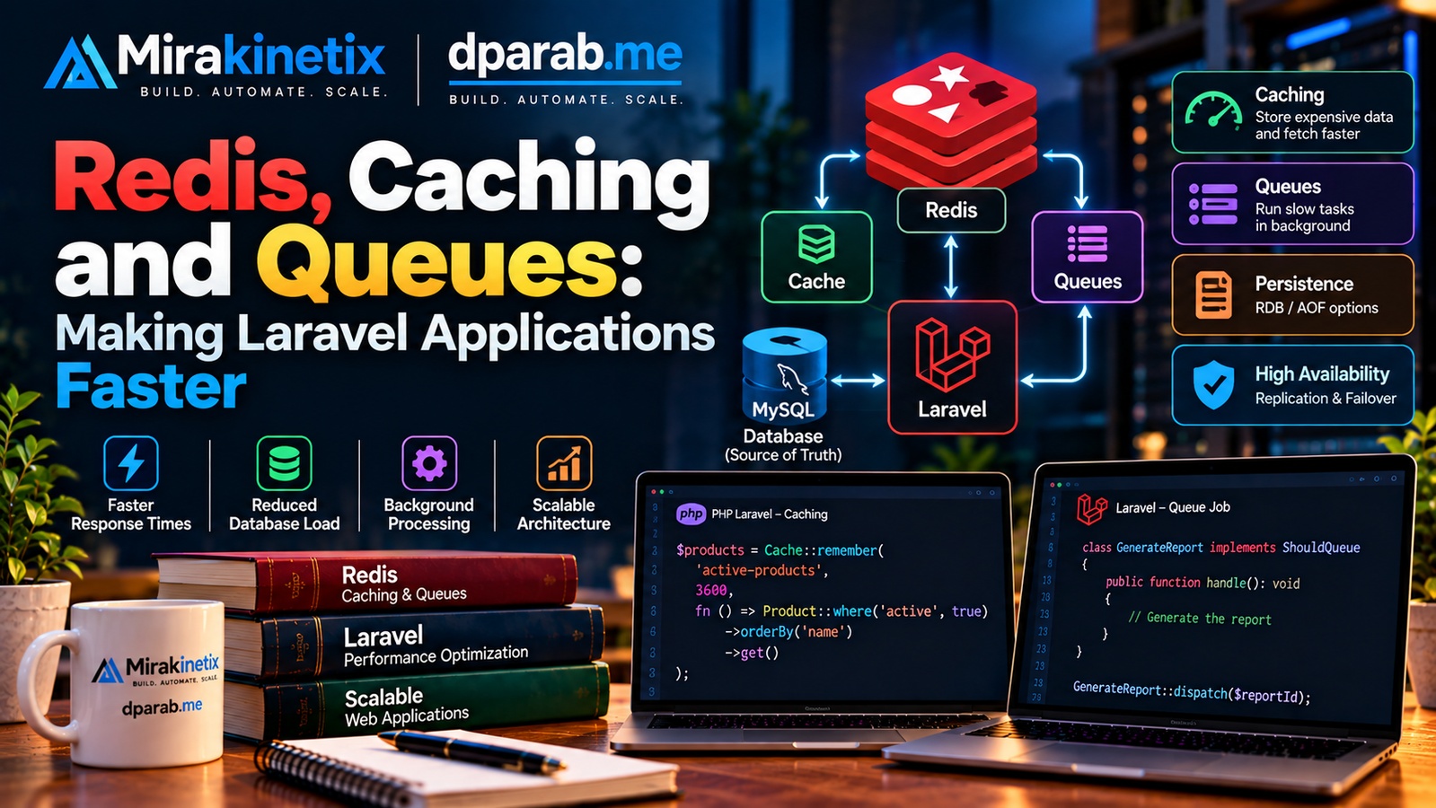 Redis caching and Laravel queues improving application performance and scalability